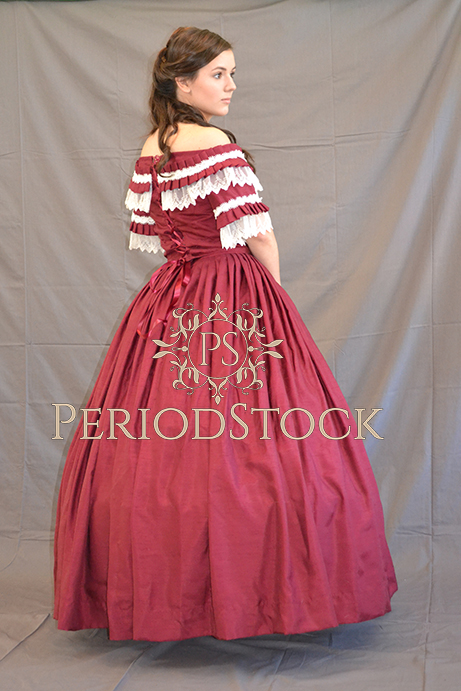 Jean, Burgundy Ball Gown, Studio, #15 | Period Stock